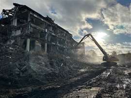 Demolition works ongoing at the Lilly House complex in Basingstoke, UK