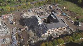 Aerial view of the Lilly House demolition