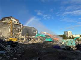 Demolition works ongoing at the Lilly House complex in Basingstoke, UK