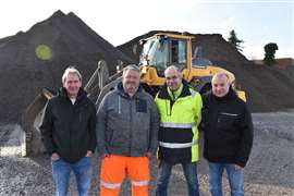 Left to right: Waldemar Donner, Elektro-Konstruktion Götting KG, Stefan Müller, Kai-Uwe Specht, Swecon Product Specialist and Mathias Bank, Head of Automation Construction and Special Vehicles, Götting KG. 