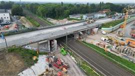 Demolition crews at work on the Slaughterhouse Bridge