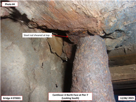 Washington Bridge failed elements (Image courtesy RIDOT)