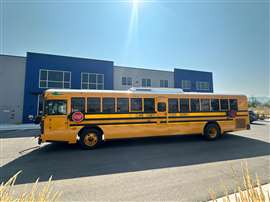 A Blue Bird electric school bus delivered to Nevada's Clark County School District.