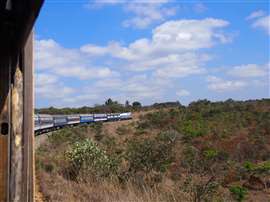 Looking out the window at the train and the view, TAZARA, Tanzania Zambia Railway, Tanzania