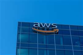 Close up of aws (Amazon Web Services) logo sign on their office building in Houston, Texas, USA.