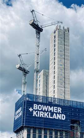 Two Terex tower cranes on Bowmer and Kirkland site