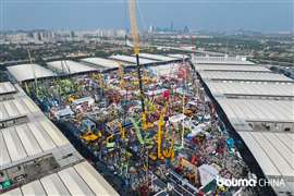 Aerial photo showing the Bauma China exhibition in Shanghai in November 2024. (Photo: Messe München )