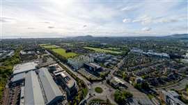 An aerial view of the former Deutsche Bank House, the site of 525 Park View development.