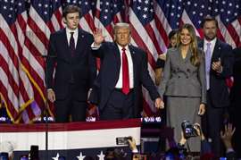 Donald Trump, his family and JD Vance on election night (Image: Matias J. Ocner/Miami Herald/TNS/ABACAPRESS.COM)