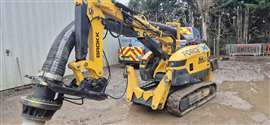 Force One's Brokk 520D demolition robot adapted with vacuum system and an Xwatch safety system