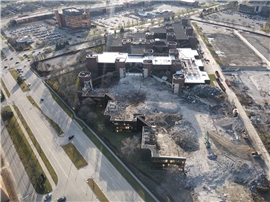 Aerial view of the former Kmart head office mid demolition works