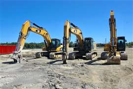 Three of Adamo's demolition excavators on site