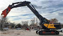 A volvo excavator with an attachments tools from an Exodus Global brand