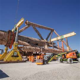 One of the platform's jackets being lowered into position at the Common User Facility