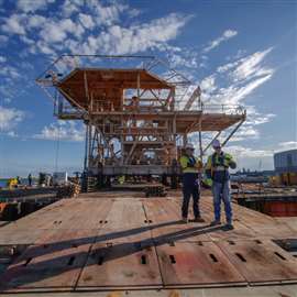 Campbell platform barge unloading